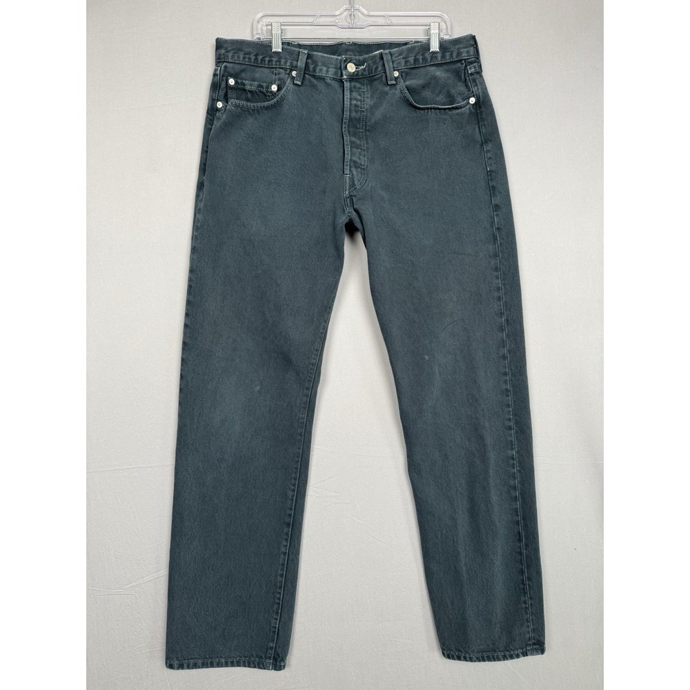 Vintage Levis 501 Jeans Mens 38x32 Green Denim Pants Original Straight Fit Retro